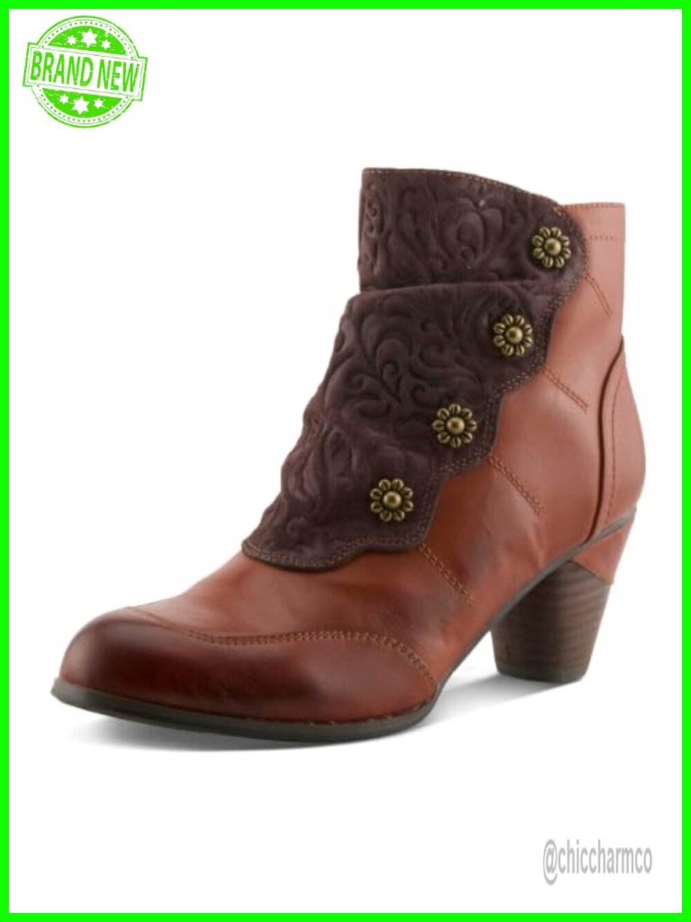 L'Artiste Women's Belgard Leather Ankle Bootie Zip Heel Boots